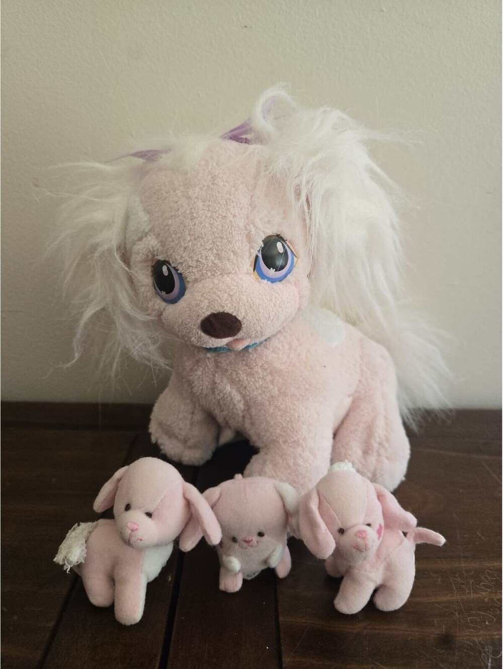 Vtg 2005 Hasbro Puppy Surprise Pink Cream Poodle Dog Mom 3 Baby Pups Playskool